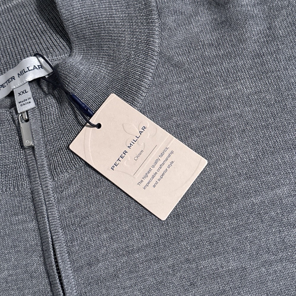 Peter Millar Crown Men's 2XL British Gray Autumn Crest Quarter Zip Sweater XXL